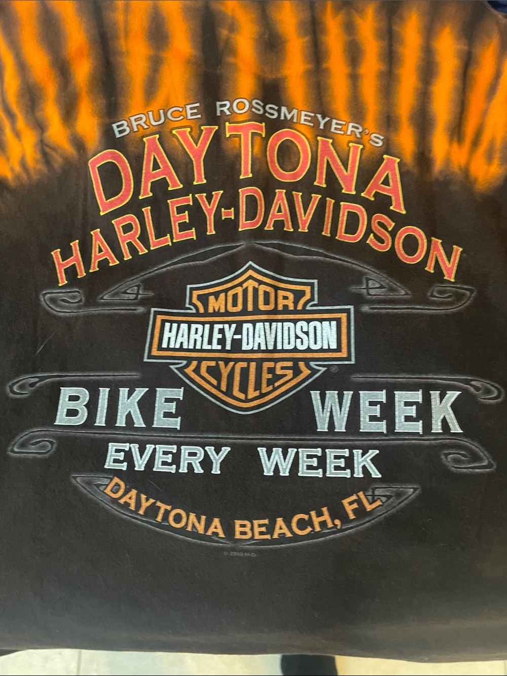 Harley-Davidson Black and Orange Tie-Dye Long Sleeve Tee - Picture 6 of 6